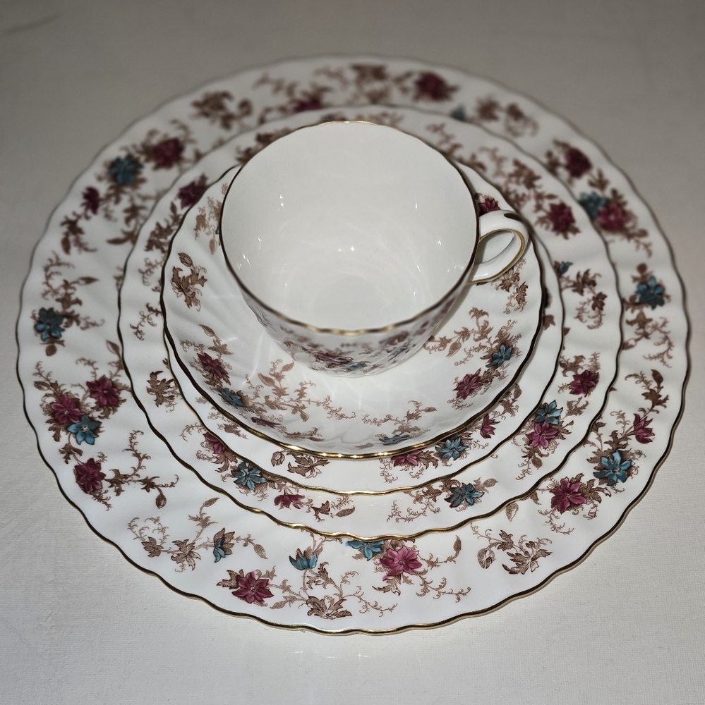 Minton Bone China (Set Of 5)tea cup,saucer, salad, desert and dinner (1950-1994)